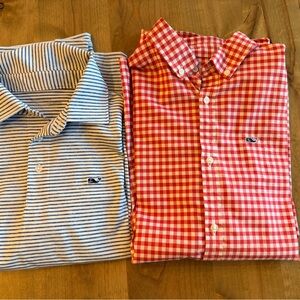Set of 2 Vineyard Vines Red and Blue Boys Shirts size large